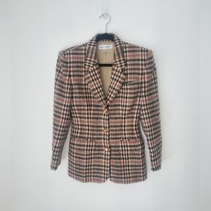 Vintage 100% wool Paola Riboni Brown Houndstooth blazer